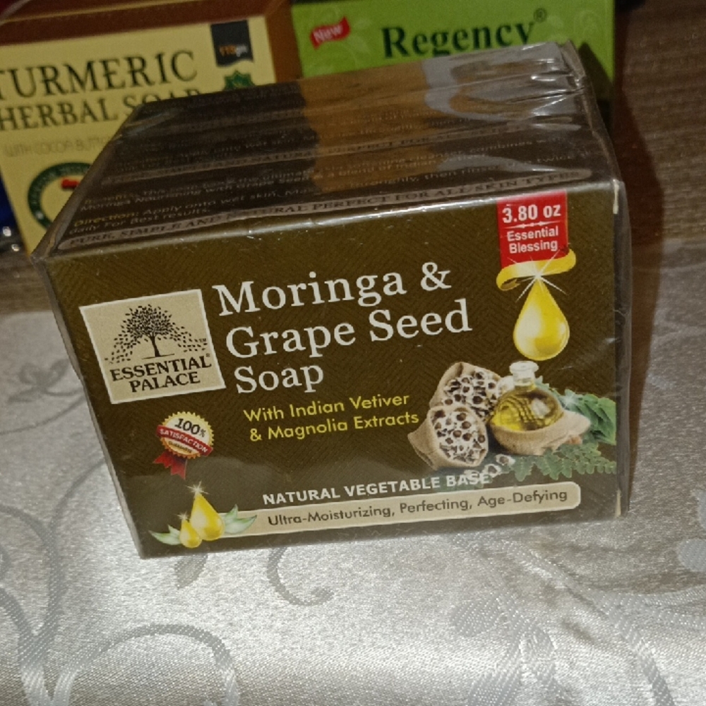 A Set Of 3 Moringa & Grape Seed Soap - With Indian Vetiver & Magnolia Extracts